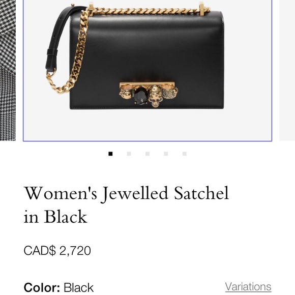 ❌SOLD!!!❌ Authentic Alexander McQueen black and gold jewelled satchel medium bag - Picture 8 of 8